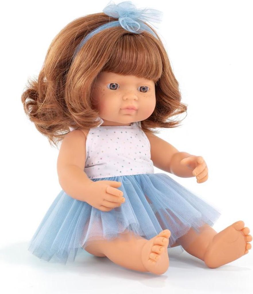 Miniland Puppe Europäisches Mädchen 38cm - Spielpuppe mit realistischen Details