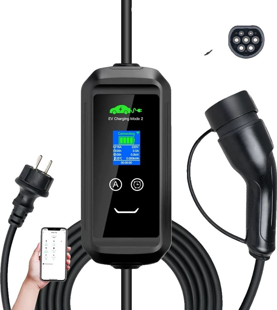 Tragbares EV-Ladegerät, 3,6 kW Ausgang, einstellbarer Strom, F2-T2-3.6KW-APP-10M, TYP2