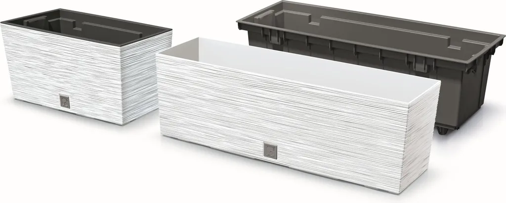 Bac à fleurs blanc 39,5cm avec insert 8L amovible pack de 2 unités 12L - 3