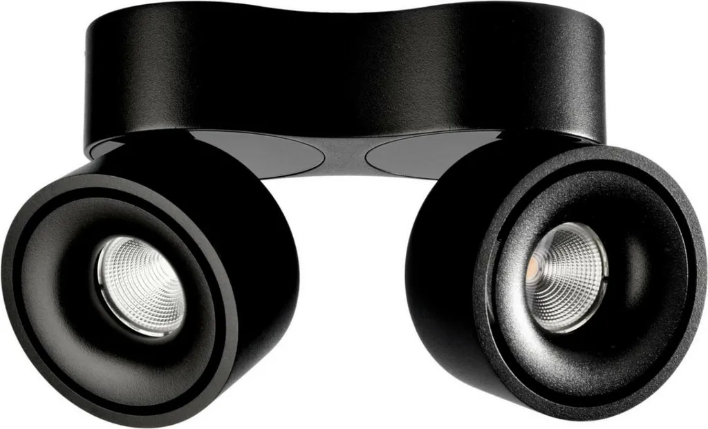 Plafonnier LED 20W 1350lm Uni II Double Noir RAL 9005 Deko-Light
