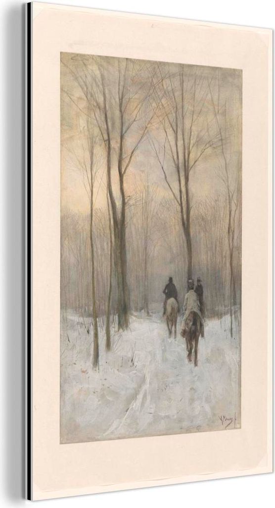 MuchoWow Wanddekoration Metall Metallbild Wandkunst 80x120 cm Reiter im Schnee im Haagse Bos - Gemälde von Anton Mauve MuchoWow Aluminium Gemälde...