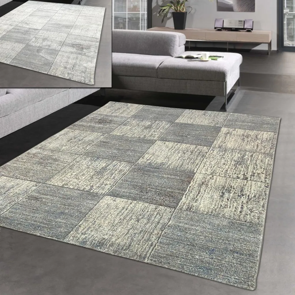 Tapis de couloir géométrique gris 80 x 300 cm - Fibre facile à nettoyer