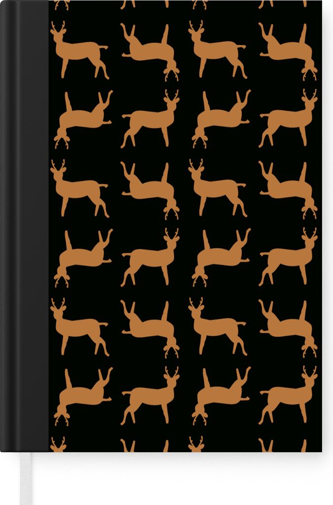 MuchoWow Notizbuch Tagebuch Haushaltsbuch Notebook A5 Muster - Rotwild - Schwarz - Braun - Notizblock - Notizheft - Notebook - Schreibblock - Papier