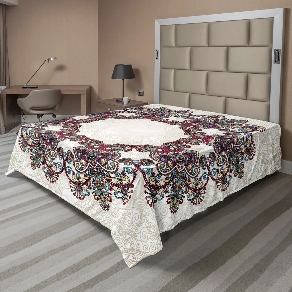 Drap de Lit Mandala Aztèque ABAKUHAUS 260x228 cm - Microfibre Multicolore