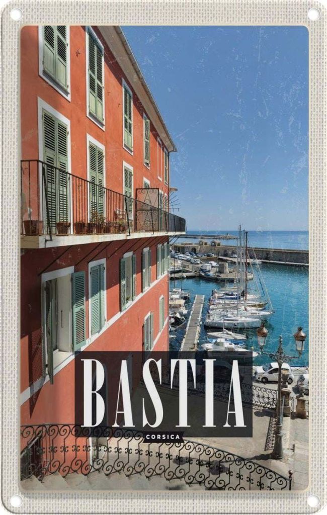 vianmo Blechschild 30x20 cm Retro Bastia Corsica Jachten Meer Bildmotiv Reisemotiv Abenteuer Reisen Urlaub