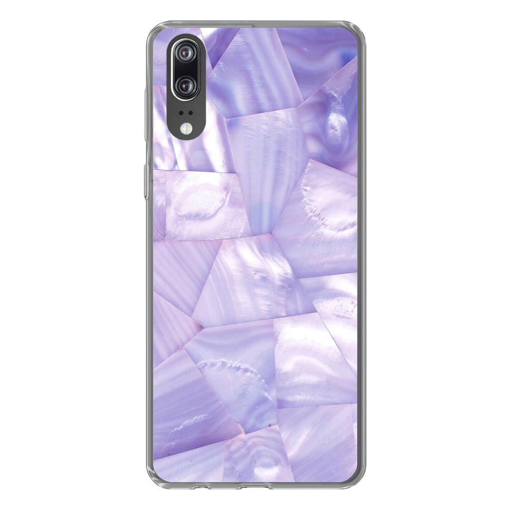 MuchoWow Handyhülle Schutzhülle Hülle für Huawei P20 Naturstein - Muster - Perlmutt Silikon Softcase Handy Hülle - Hardcover
