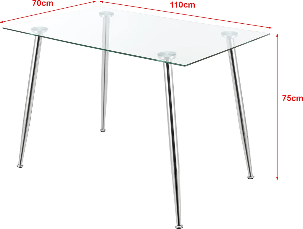 Table en Verre Hyrynsalmi Chrome avec Structure Renforcée et Design - 3