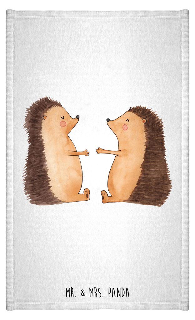 Mr. & Mrs. Panda Handtuch Igel Liebe - Weiß - Geschenk, Freundin, Design, Gäste-WC, Hochzeitstag, Baumwollhandtuch, Gästehandtuch Bunt, Verheira...