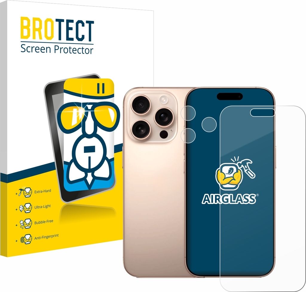 BROTECT Schutzglas für Apple iPhone 16 Pro Max (Display+Kamera) Schutzfolie Panzer Folie Glas Display Schutz klar