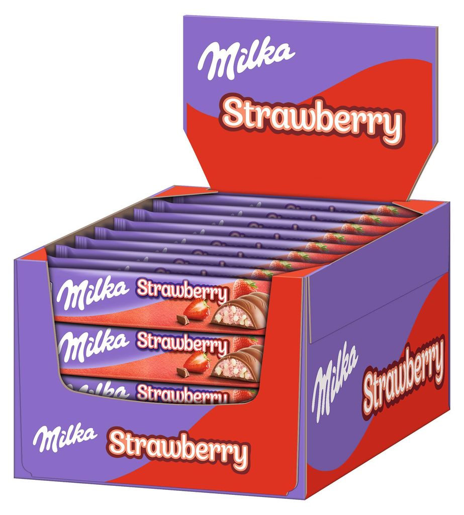 Baton czekoladowy Milka Strawberry & Crispies, 36,5 g Zdjęcie produktu 