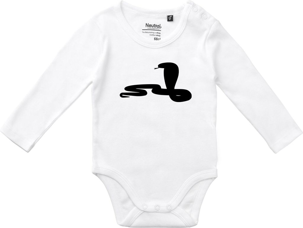 Huuraa Baby Body Schlange Kobra Silhouette 62 White Baumwolle Fairtrade Langarmbody Geschenkidee