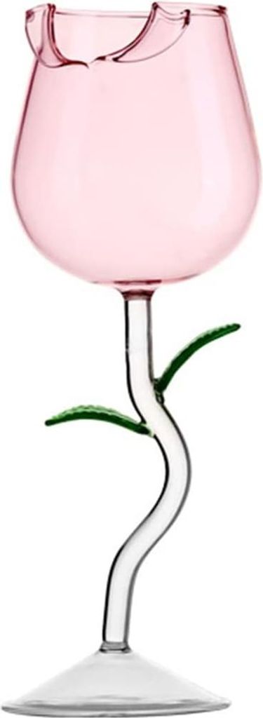 Rote Weingläser - Rosenblütenform - Borosilikatglas - Cocktailglas - für Zuhause, Restaurants, Bars und Feiern