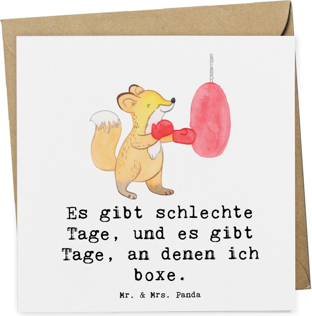 Mr. & Mrs. Panda doppelkarte Fuchs Boxen - Weiß - Geschenk, faltkarte, anlasskarte, Boxkampf, Glückwunschkarte, Boxtraining, Klappkarte, Grußkarte