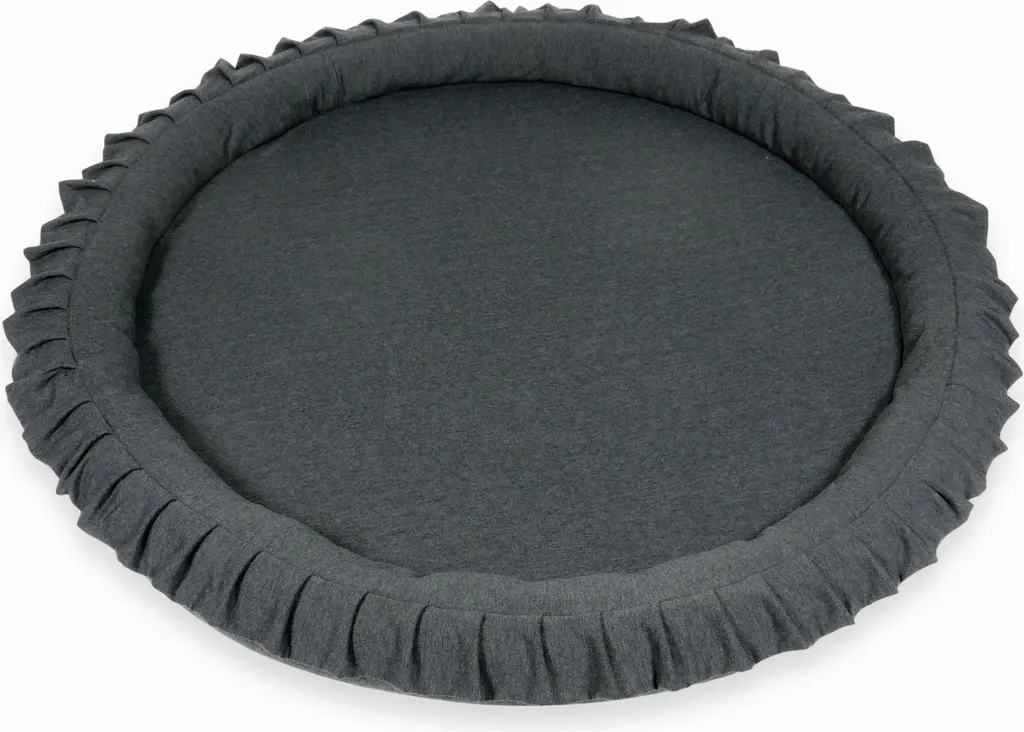 Tapis pour nid d'enfant 120cm Graphite - Fond de parc rond moelleux