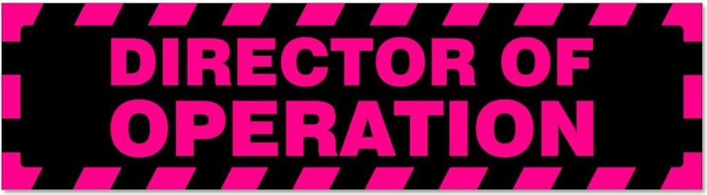 Director of Operation gestreift - Hinweis Aufkleber Sticker für Auto, Kfz, Fahrrad, PKW, LKWPink - Schwarz - 60 x 16 cmDirector of Operation gestr...