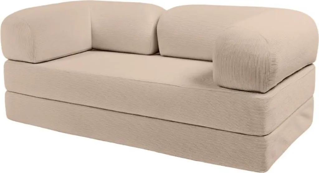 Chauffeuse convertible en velours côtelé beige BANANAIR 90x180 cm