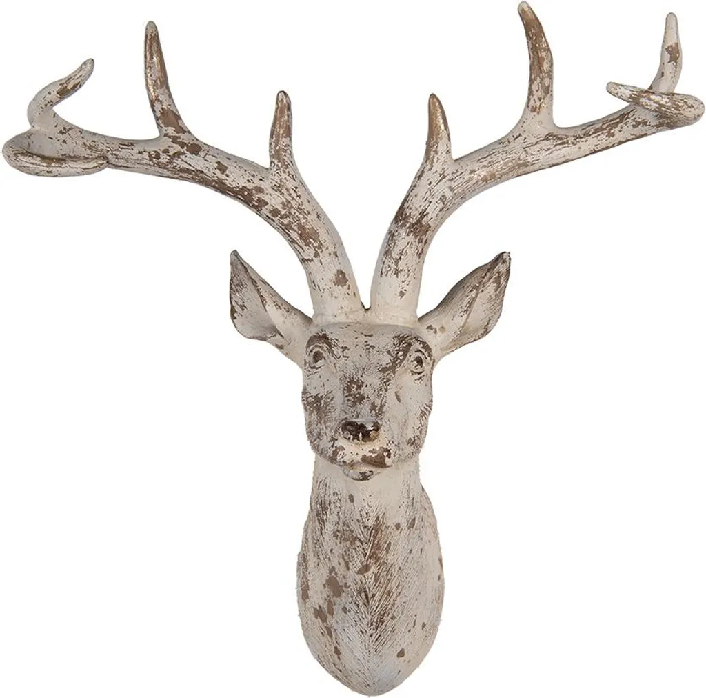 Décoration cerf murale légère beige en plastique : pose facile sans perçage lourd