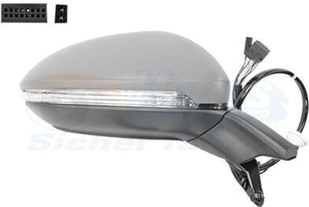 VAN WEZEL 5775826 Außenspiegel Seitenspiegel Rechts für VW Golf VII Schrägheck (5G1, BQ1, BE1, BE2) Konvex Beheizt mit Memory Grundiert