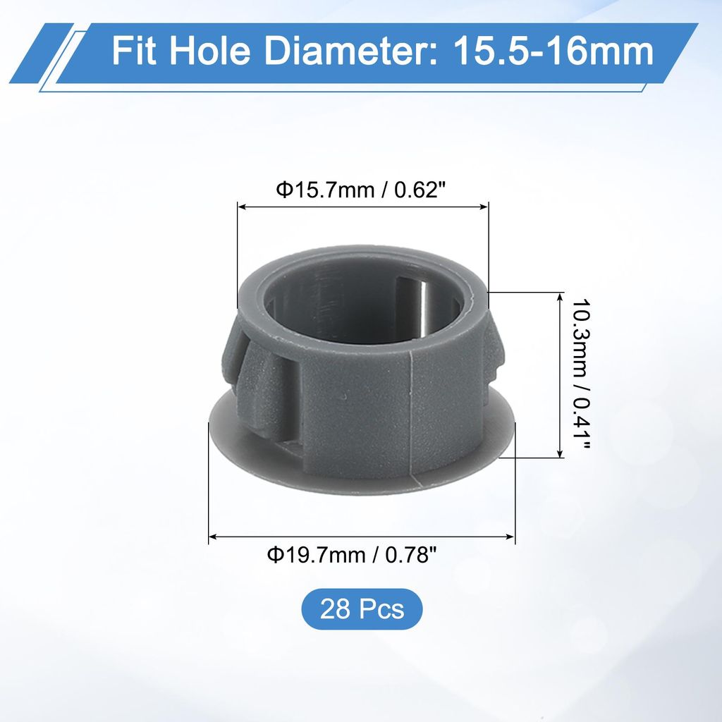 28 Stš¹ck 16mm (5/8") Abdeckkappen fš¹r Bohrl?cher, Nylon Blindstopfen Abdeckstopfen grau, runde Schnappverschluss Bohrungen fš¹r Bohrl?cher ...