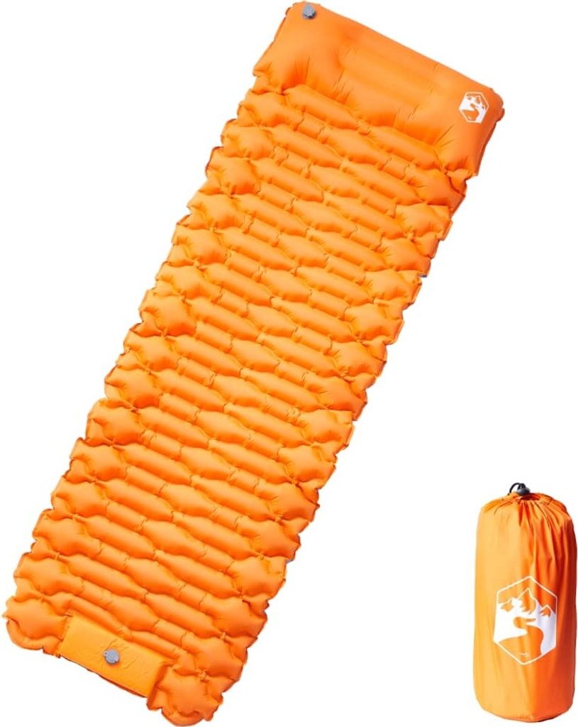 Selbstaufblasende Isomatte mit Kissen Orange