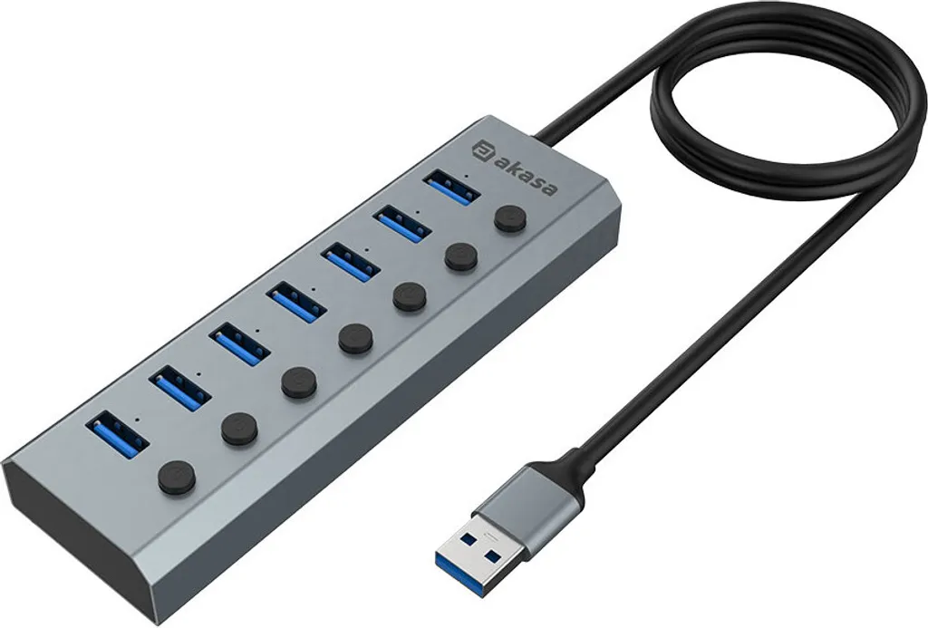 Hub USB 3.0 Akasa Connect 7 IPS Multiport pour PC et Ordinateur Portable