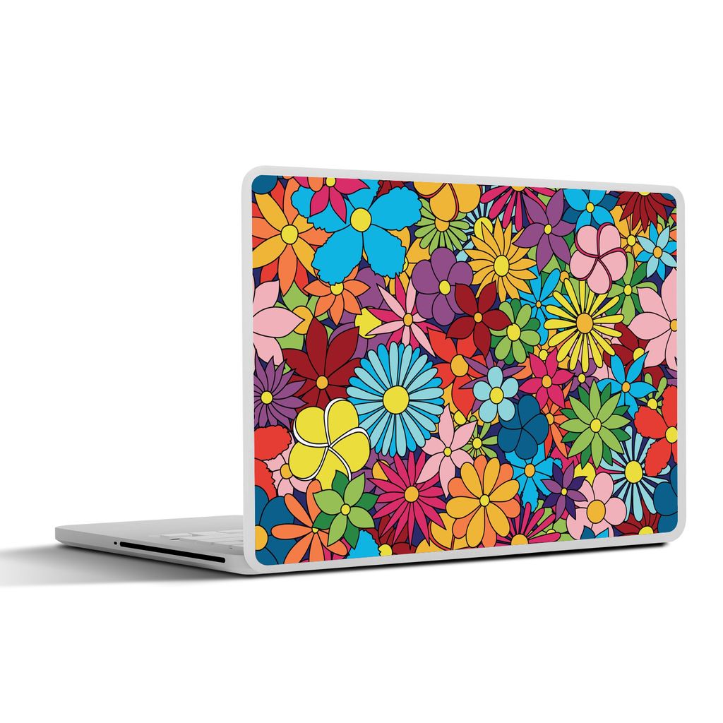 MuchoWow Laptop Aufkleber Sticker Cover Flower-Power-Blumenmeer 40x30 cm - Laptop Dekoration - Selbstklebend