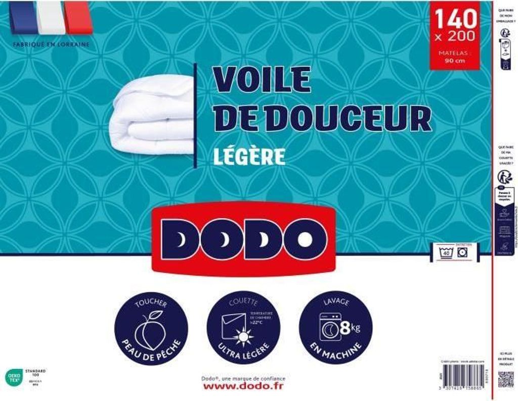 DODO - Ultraleichte Bettdecke 100 g/m² - Weicher Voile - 140 x 200 cm - Weiß