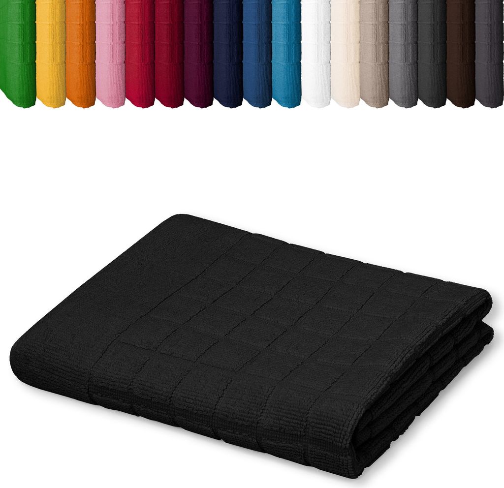 Duschvorleger 50 x 70cm Badvorleger Vorleger Badematte Badteppich 100% Baumwolle, Farbe: Schwarz