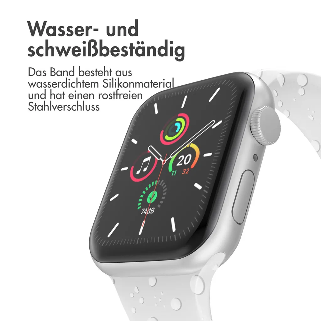Watch Ultra - 49 mm, Watch Ultra 2 - 49 mm, Watch SE - 44 mm, Watch SE 2023 - 44 mm, Watch SE 2022 - 44 mm, Watch 9 - 45 mm, Watch 8 - 45 mm, Watch 7 - 45 mm, Watch 6 - 44 mm, Watch 5 - 44 mm, Watch 5 - 44 mm, Watch 4 - 44 mm, Watch 44 mm, Watch 42 mm, Watch 3 - 42 mm, Watch 2 - 42 mm, Watch 1 - 42 mm, Watch 1 - 42 mm, Watch 10 - 46 mm Cinturino: imoshion Silikonband 2.0 - 7
