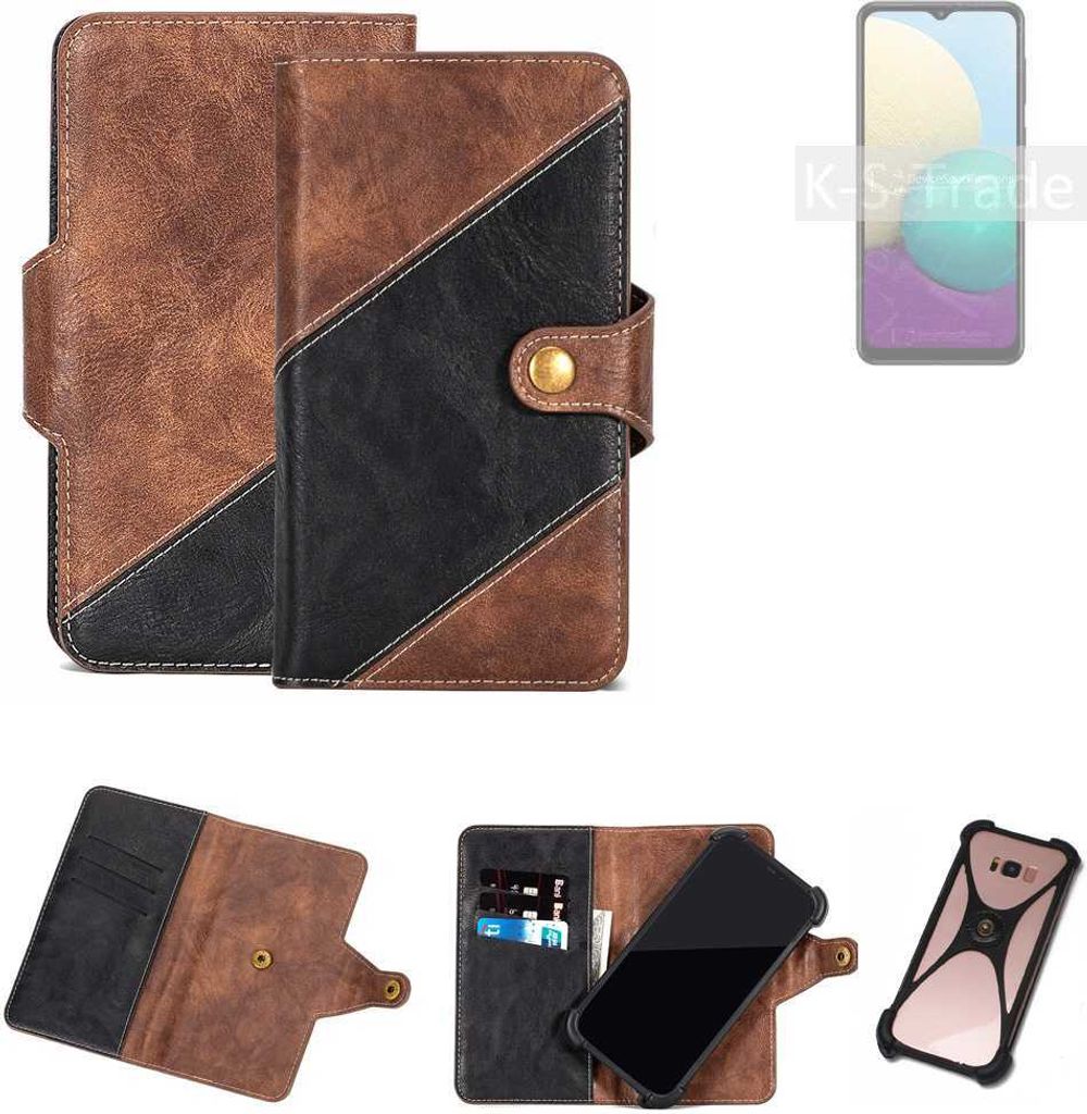 K-S-Trade Handyhülle Schutzhülle Bookstyle Case kompatibel mit Samsung Galaxy A02 Klapphülle Cover Hülle Schutztasche 1x