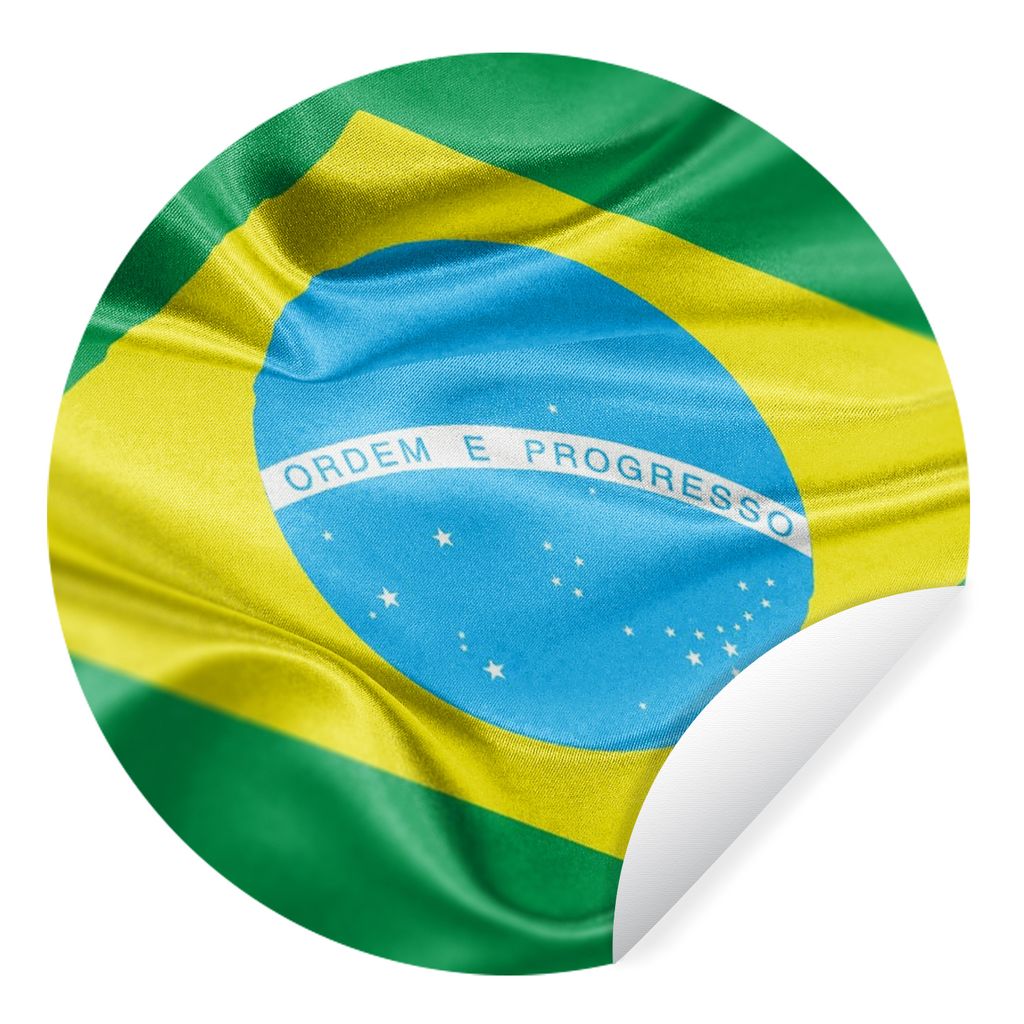 MuchoWow Runde Wandtattoo - Wandsticker Tapete Aufkleber Nahaufnahme der Flagge von Brasilien Ø 50 cm Selbstklebend und Repositionierbar - Wanda...