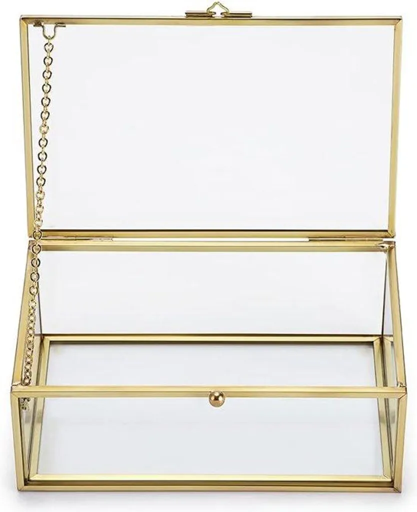 Coffret à bijoux en verre doré - Rangement élégant pour accessoires