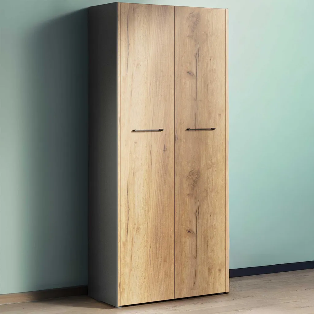 Armoire Robert 196 cm anthracite et chêne avec portes verrouillables - 2
