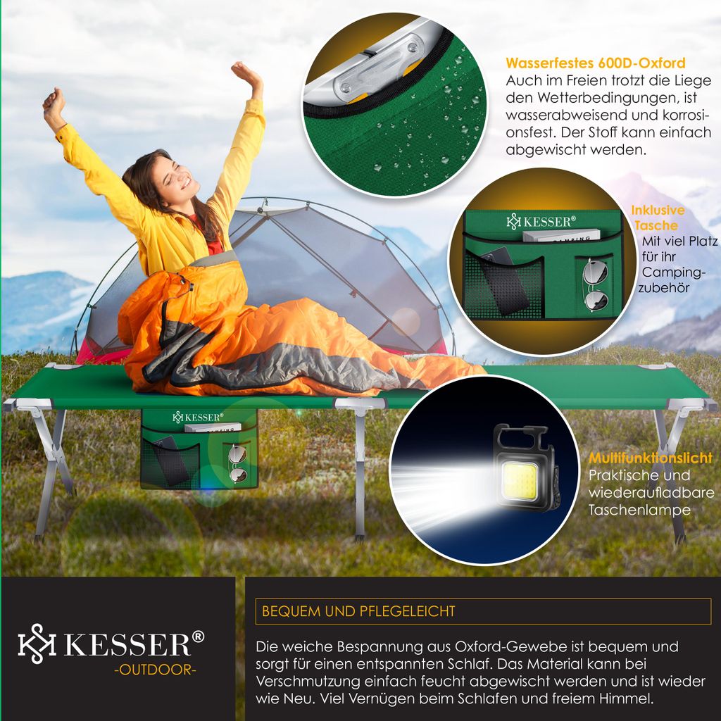 KESSER® Campingbett Klappbett Inkl.Tragetasche und