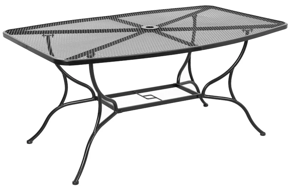 Table de jardin rectangulaire acier noir 151cm - Style Mango Grillagé