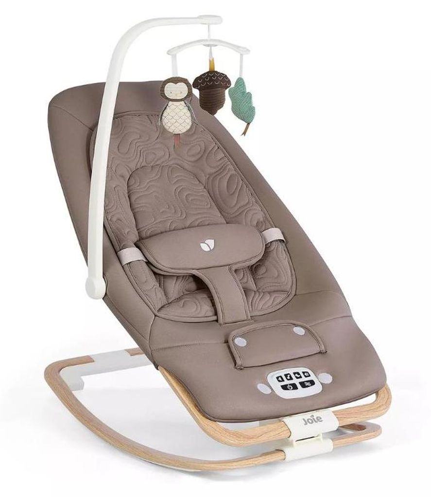 Joie Dreamer Babywippe – 3 Liegepositionen, Vibration & Sounds, 5-Punkt-Gurt, faltbar, inkl. Spielbogen, Acorn