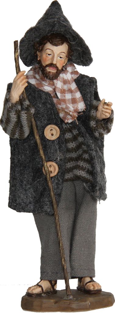 FADEDA Hirte mit Stab, alpenländisch / Höhe:12 cm / handbemalt / detailgetreue Krippen Figuren - Weihnachten Tisch Dekoration Krippe Zubehör