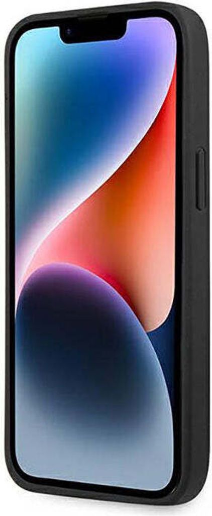 Custodia BMW In Pelle Per IPhone 14 Plus (6,7") – Collezione Leather Stamp, Nero, Rigida Con Bordi Flessibili