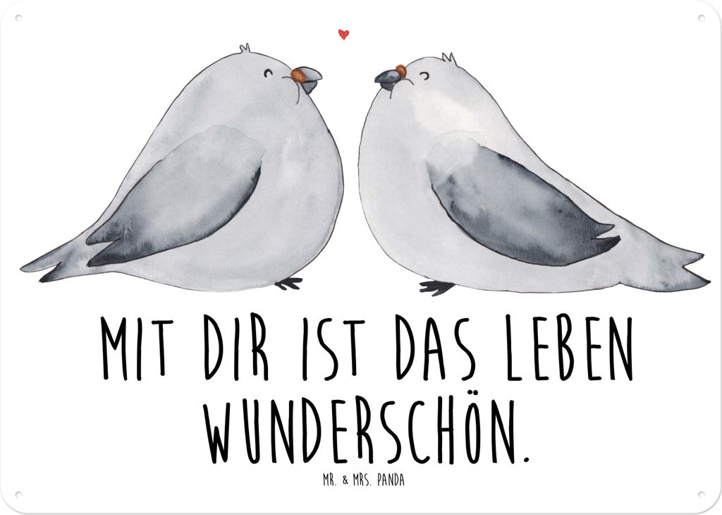 Mr. & Mrs. Panda tafel Turteltauben Liebe DIN A4 - Weiß - Geschenk, Blechschild, Freundin, Schild, Wandbild, Paar, Metallbild, Türschild, Verlobu...