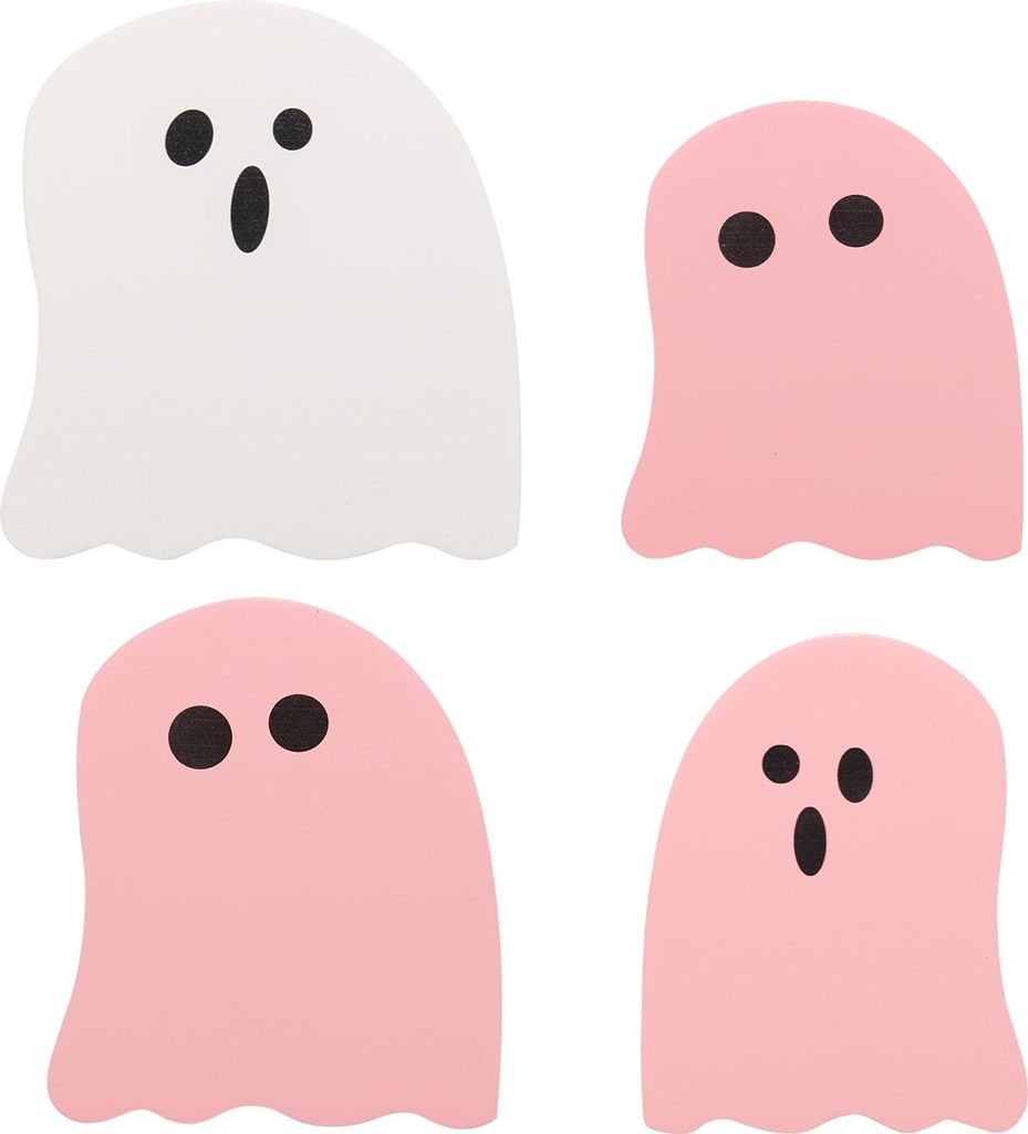 4 Stück Halloween-Geisterschild aus Holz im Vintage-Stil, gruseliges mehrstufiges Tablett-Dekor, Halloween-Tischschild für Party, Zuhause, Regal-...