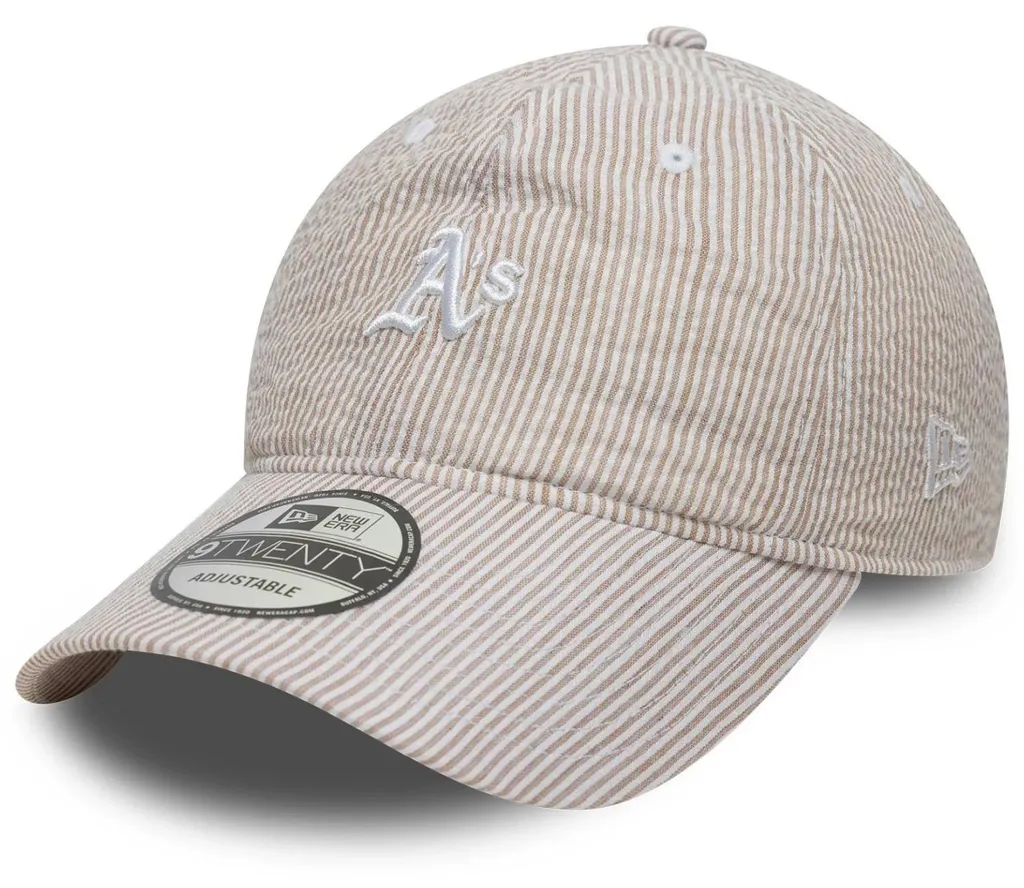 Casquette Oakland Athletics 9TWENTY pour l'Été en Seersucker Beige Clair