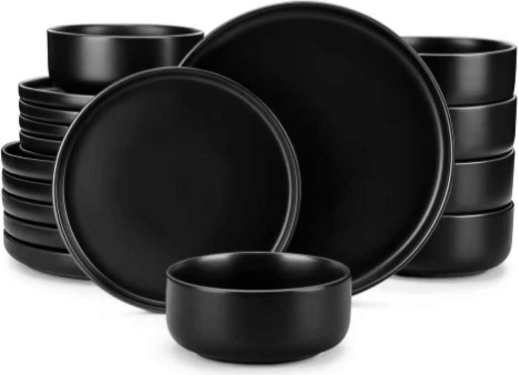 Exquisite Serviesset – 6 Personen – 18-teilig – Weiß Keramik – Diner- & Frühstücksteller