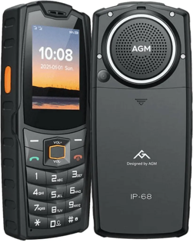 Téléphone de Secours AGM M6 Batterie 2500 mAh Idéal Chantier et Randonnée Noir