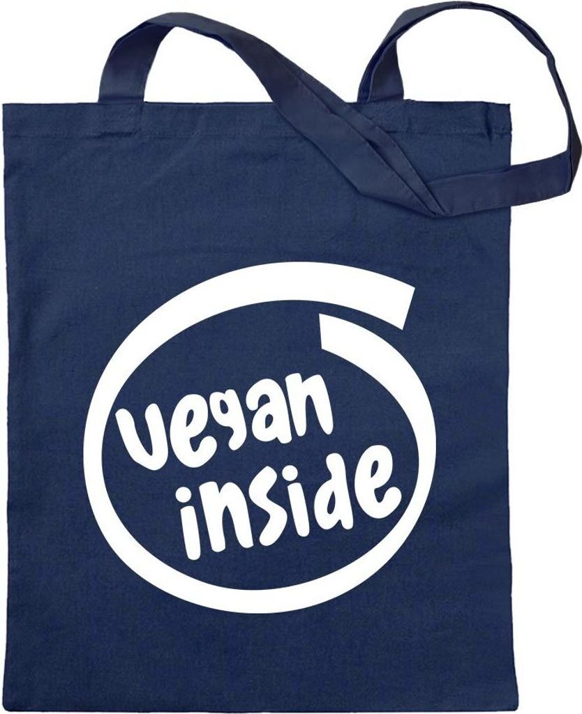 Kiwistar - Baumwolltasche - dunkelblau - vegan Inside - Tragetasche Stoffbeutel Umhängetasche Langer Henkel