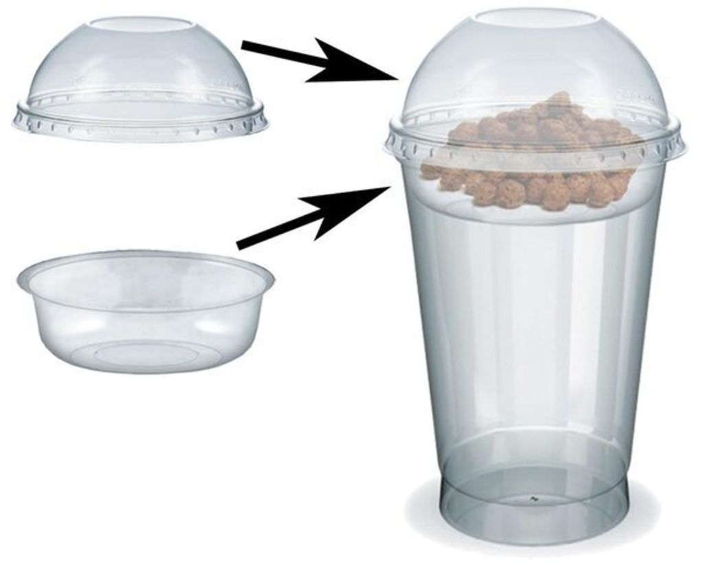100x Feinkostbecher für Salat Müsli Joghurt mit Einsatz + Produktbild 