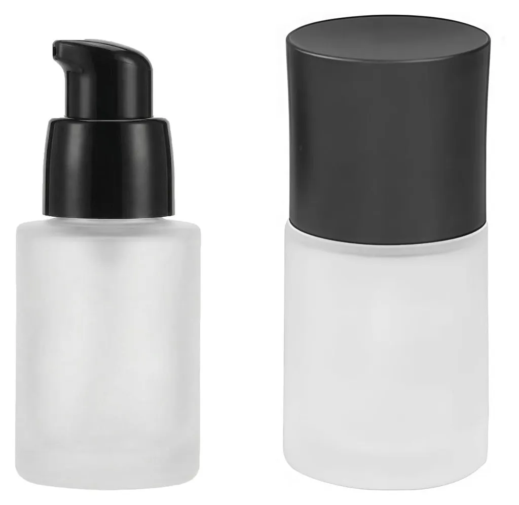Flacon voyage 30ml pour maquillage liquide et émulsion en verre dépoli