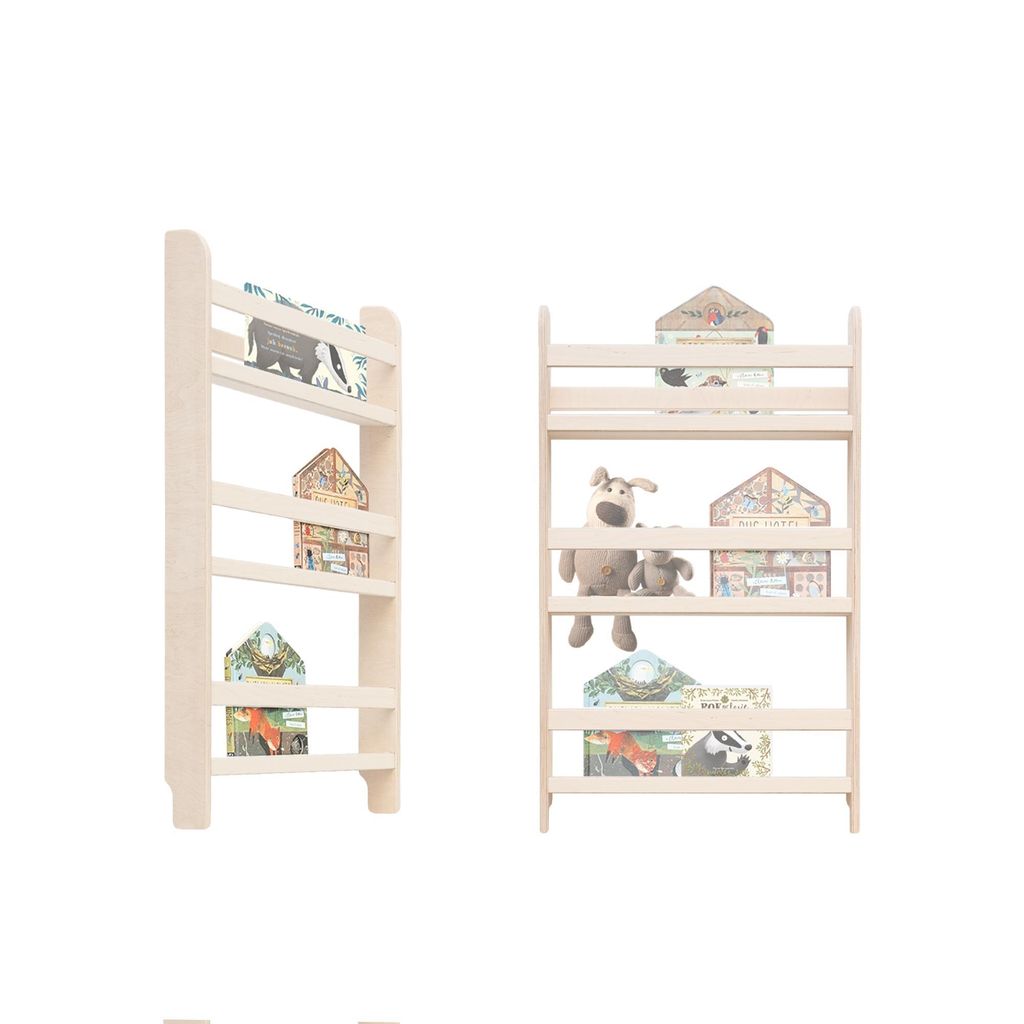MAMOI Bücherregal für Kinder, kompakte Wandregal aus Holz, niedriges vertikales Regal für das Kinderzimmer