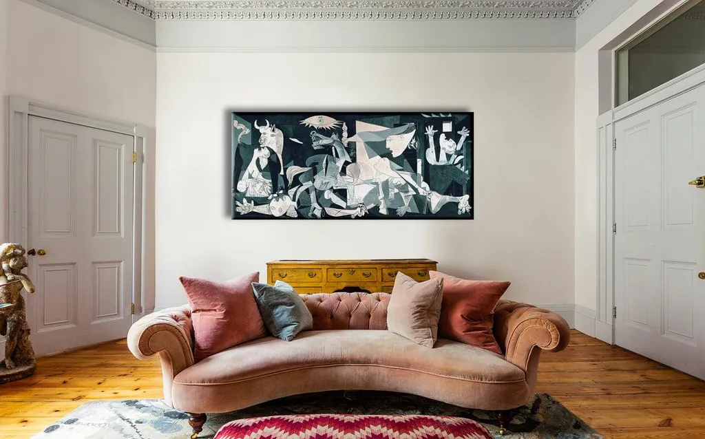 Quadro Guernica Pablo Picasso 110x50 - Telaio in Legno Design Moderno