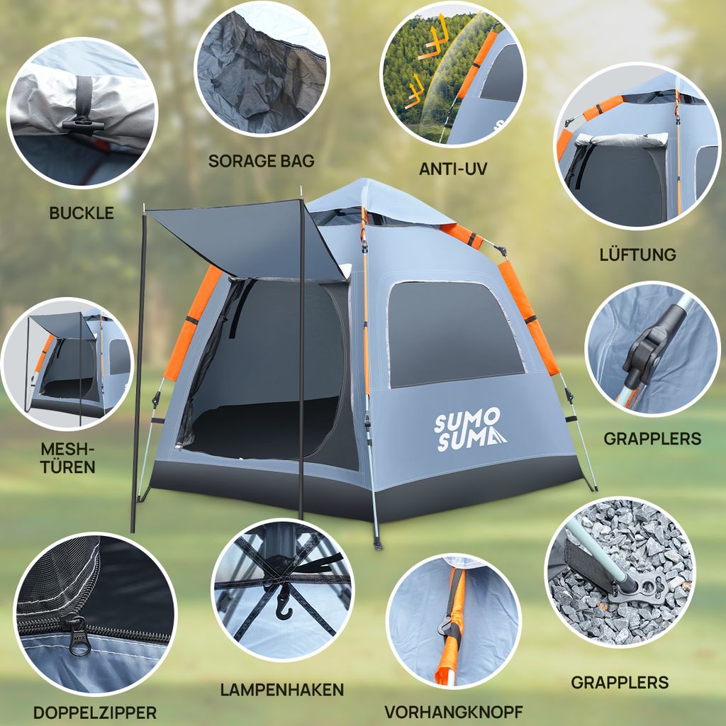 Sumosuma Campingzelt wasserdicht für 4 Personen, Produktbild 6