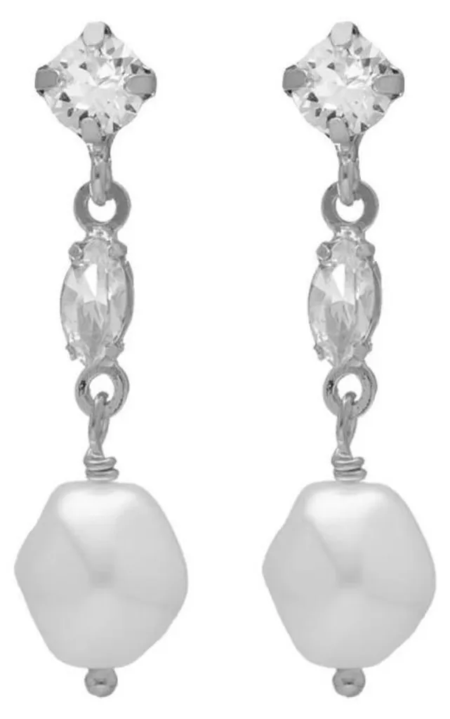 Boucles d'oreilles But A4656-07HT en argent, cristaux et perle d'eau